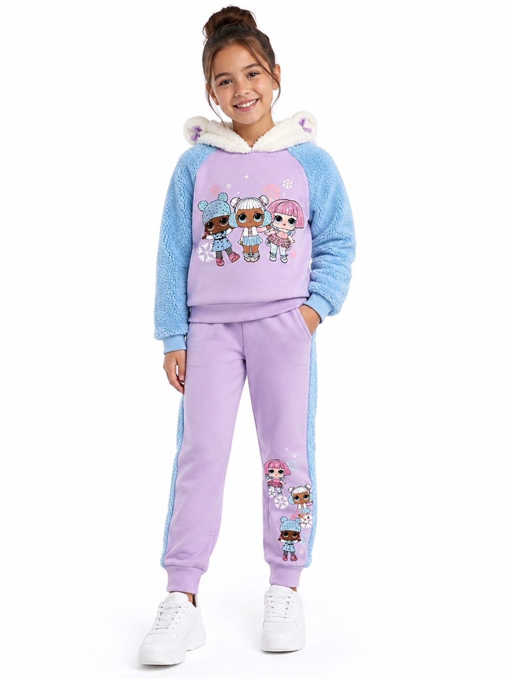 LOL Surprise! Girls Cozy Sherpa Hoodie & Jogger Set Size L 10/12 Purple Blue